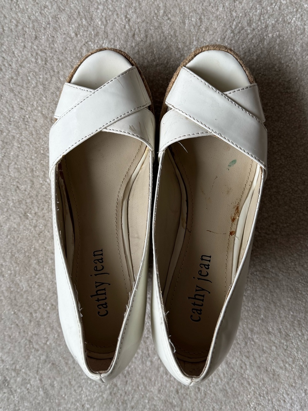 Cathy Jean Cream Peep-Toe Heels
